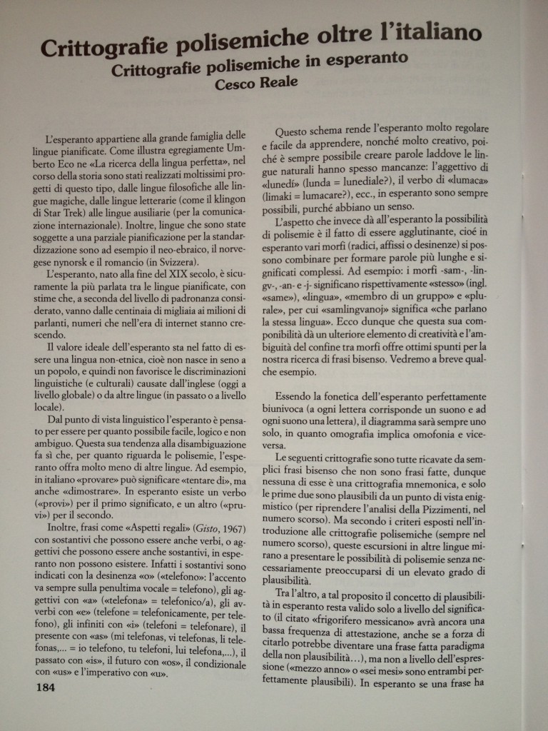 Crittografie polisemiche - esperanto - Sibilla - 2
